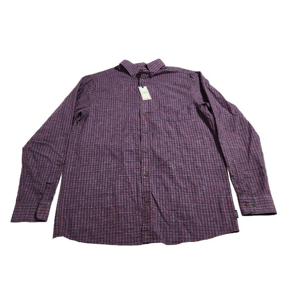 Rowm Mens Long Sleeve Button-Down Shirt Red/Blue Checkered size LT - Picture 8 of 11